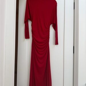 H&M Red Long Sleeve Maxi Dress